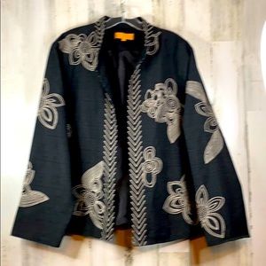 Woman’s Black Jacket Floral Embroidery Plus Size1X